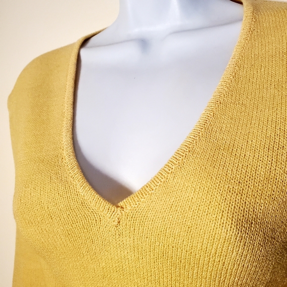 Rare! Retro LEVINO VERNA Yellow Sweater Top Sz. M - Picture 3 of 6